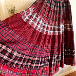 Storybook Womens Red Plaid tiered flannel skirt